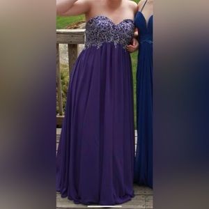 Strapless Purple Prom Dress - Size 12